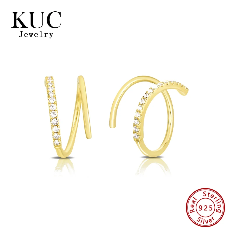 

Fine Jewelry Unique 925 Sterling Silver Trendy Light Luxury Fashion Pave Zircon Spiral Threader Earrings for Women