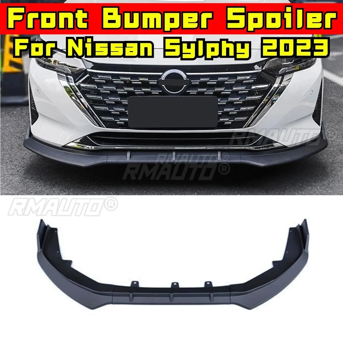 For Nissan Sylphy 2023 Car Front Bumper Lip Splitter Diffuser Spoiler Car Accessories Gloss Black Bumper Lip Modification Part