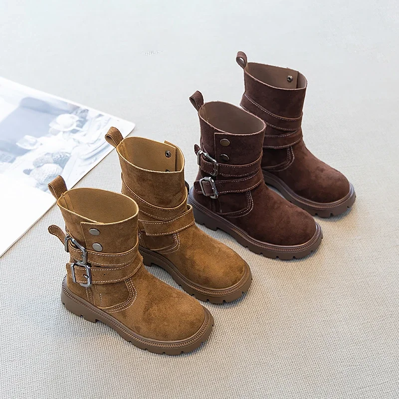 

Kids Leather Boot Elegant Round Toes Girls Princess Boots Fashion Sweet 2025 Spring Autumn New Children Casual Boots Soft Bottom