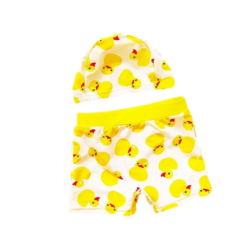 

Kids Boys Swimming Trunks 1-7T Yellow Duck Pants＋ Hat Cute Swimwear Summer Holiday Children Beach Wear Swimsuit Trunks