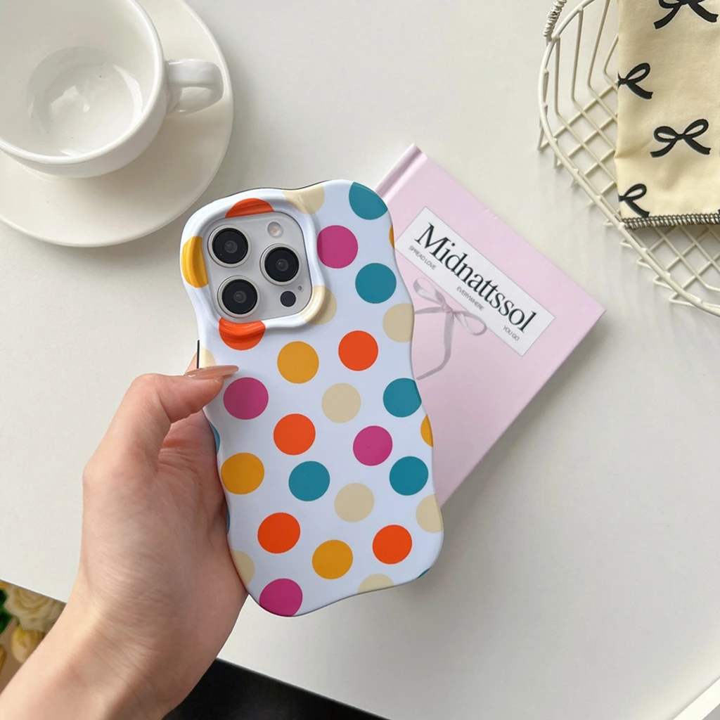 2in1 couleur Collision points circulaires vague Point vague bordure téléphone housse pour iPhone 17 16 15 14 13 Pro Max 17 Air