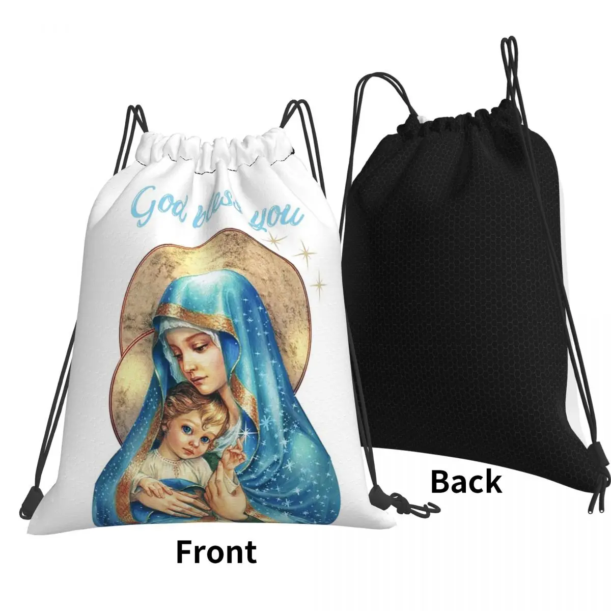 God Bless You Backpacks Fashion Drawstring Bags Sundries Bag Book Bags for Man Woman Students