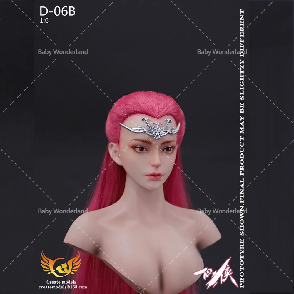 Createmodels D-06 1/6 escala jogo cabelo longo lmmortal heróico cabeça feminina escultura acessório modelo caber 12 ''fêmea ph figura de ação