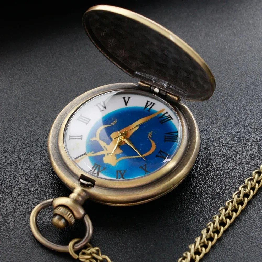 أنيمي موضوع كوارتز ساعة الجيب البرونزية قلادة قلادة سلسلة هدايا للأطفال الفتيات سيدة فوب ووتش