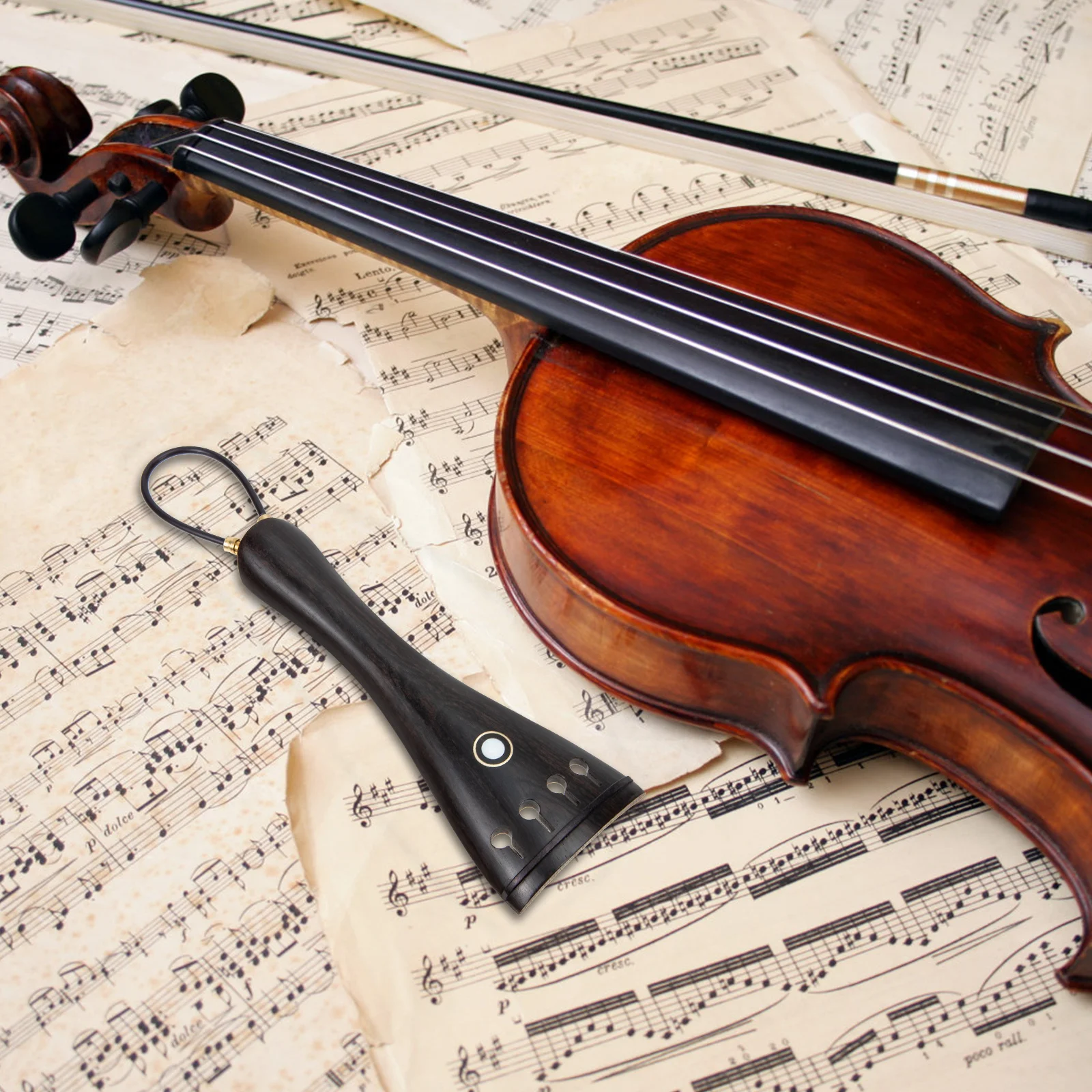 

Violin Accessories Practical Tailpiece with Adjuster Fine Tuner Part Board Tailgut Hanger