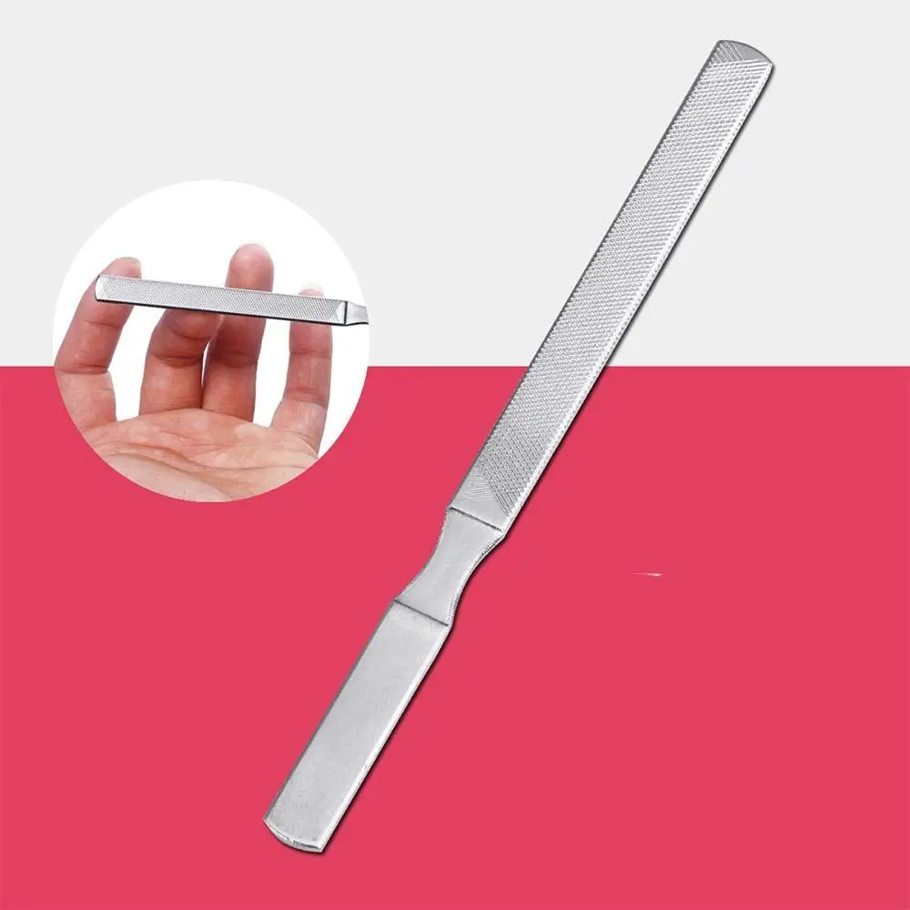 Durable Concave Handle Stainless Steel Double sided Nail Art Tools Nail Grinding Buffer Pedicure Tool Cuticle Remover Nail File