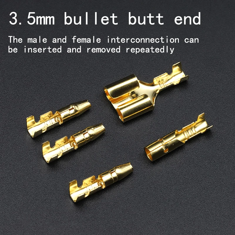 Bullet head one tow two male and female connector 3.5mm double hole spring wire connector one minute two terminal