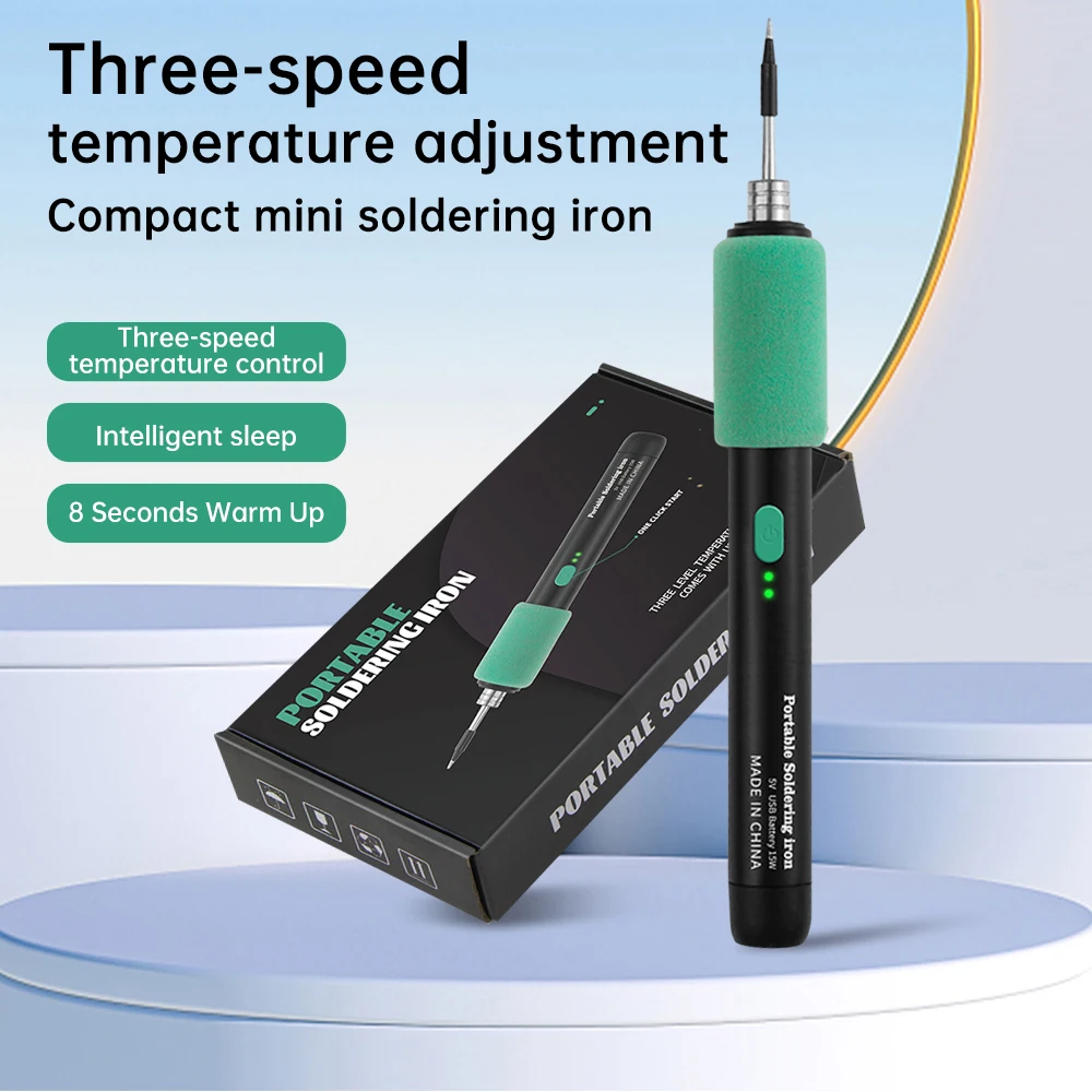 USB Soldering Iron 8W 3-levels Adjust Temperature Built-in Battery Soldering Iron Welding Set DIY Home Repair Solder Tool
