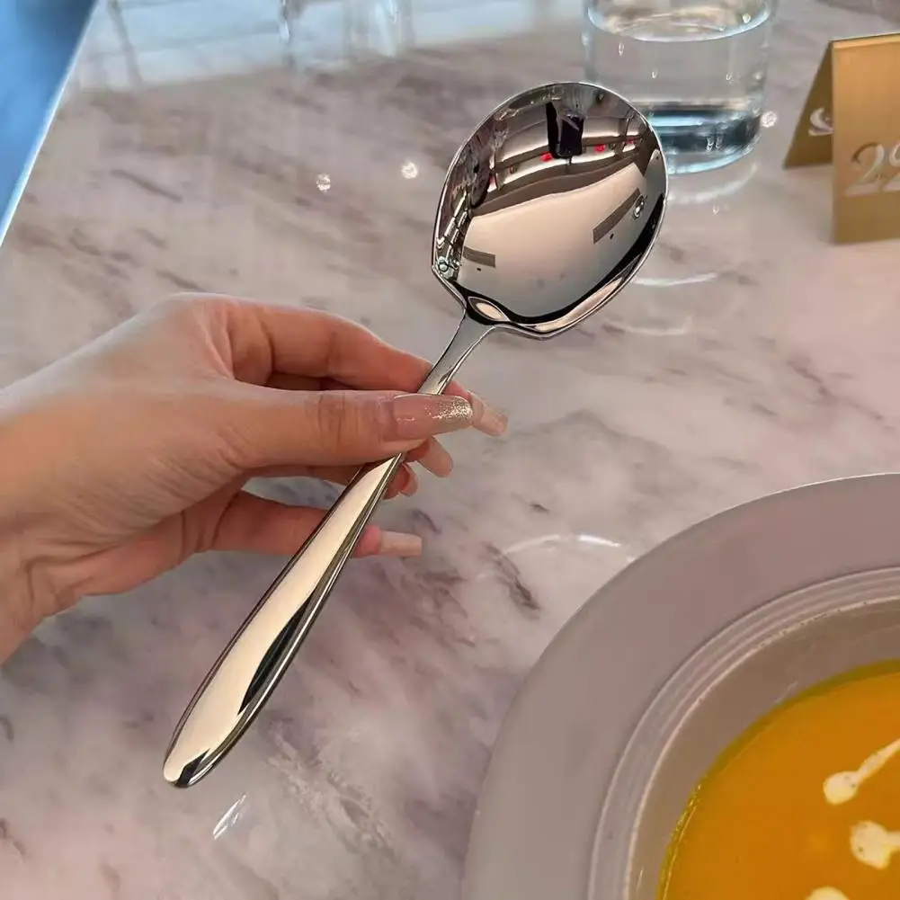 Stainless Steel Serving Spoon Touch Kitchen Utensil 2 Pcs Stainless Steel Spoons with Ergonomic Handles Mirror for Kitchen