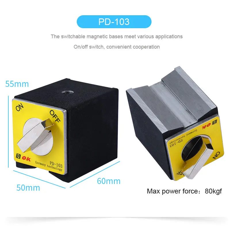 High Quality  Standard Magnetic Base Stand for Dial Indicator with on off Switch PD-101series