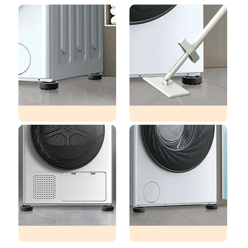 4PCS Washing Machine Universal Shock‑Absorbing Foot Pad Silicone Anti‑Slip Mat Heightening Foot Pads Dryer Furniture Stand