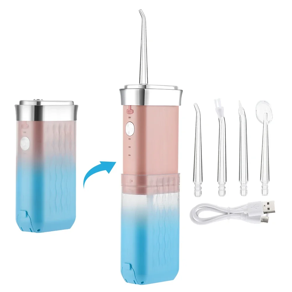 

Portable Electric Oral Irrigator Water Flosser Thread Teeth Pick Mouth Washing Machine 5 Nozzels 3 Modes USB Rechargeable 300ml
