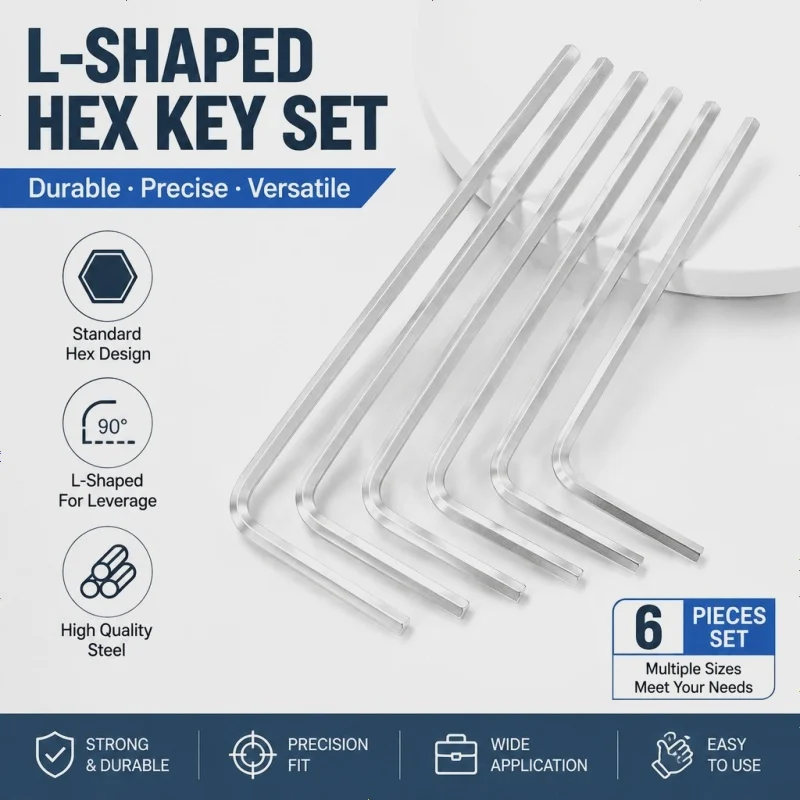 6Pcs 1.3mm Hex Key Wrench L-Shaped Long Arm CR-V Steel Repair Tool for Driving Internal Hexagon Socket Screws