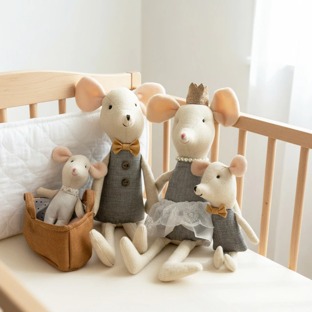 Mignon animaux en peluche souris poupées famille maison de poupée mini peluche cadeaux d'anniversaire de noël petite souris poupées en peluche