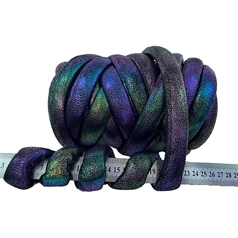 500g Metallic Texture Filled Core Yarn Icelandic Thread, DIY Cat and Dog Nest Bag Glowing Shiny Leather Hand Woven Chunky Yarn