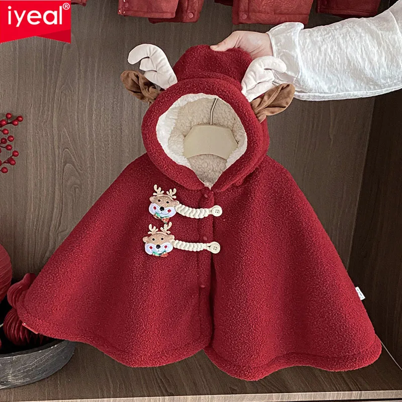 

IYEAL детская рождественская новогодняя накидка, зимняя накидка для новорожденных девочек, ветрозащитная детская уличная теплая нечеткая шаль