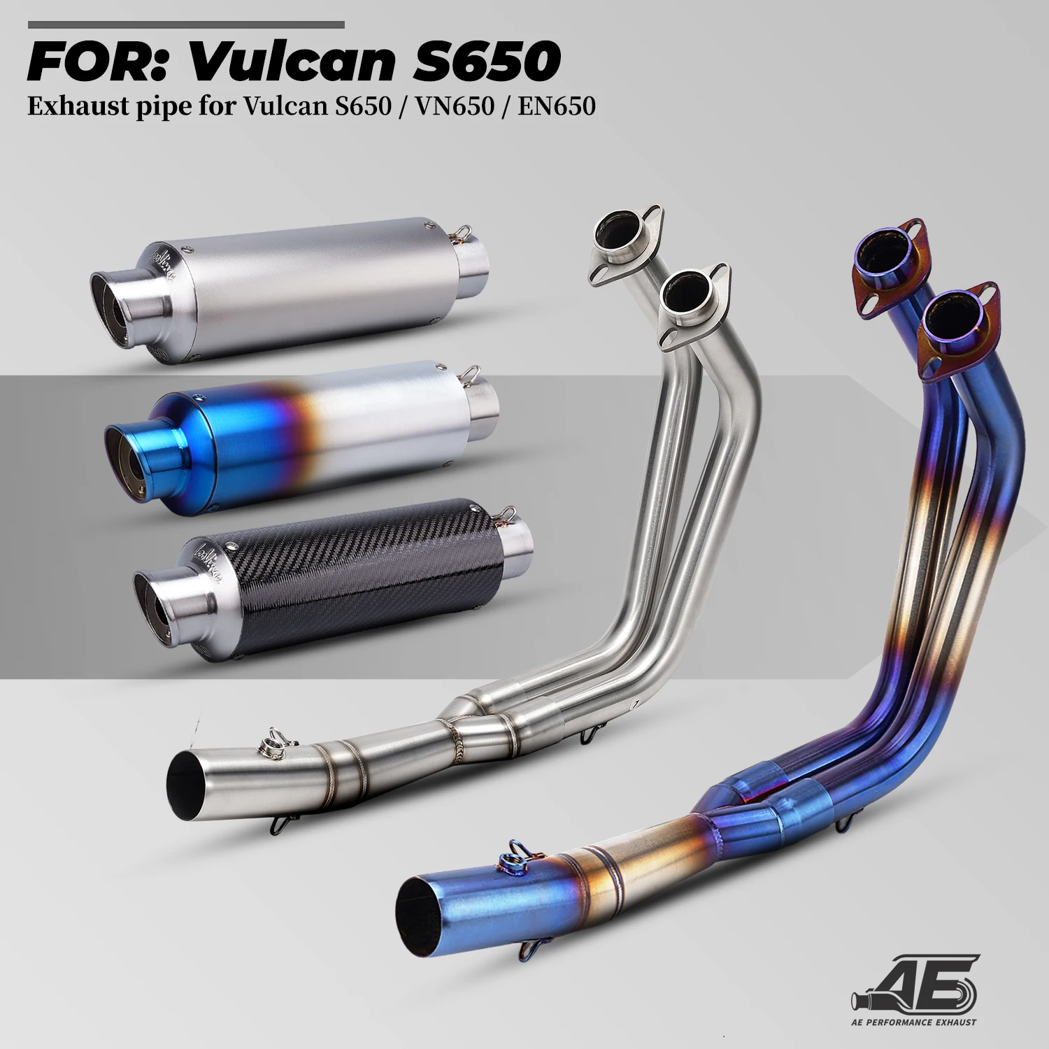 

For Vulcan S 650 VN650 EN650 Motorcycle Exhaust 51MM Slip On Muffler Pipe Vulcan Exhaust stainless steel
