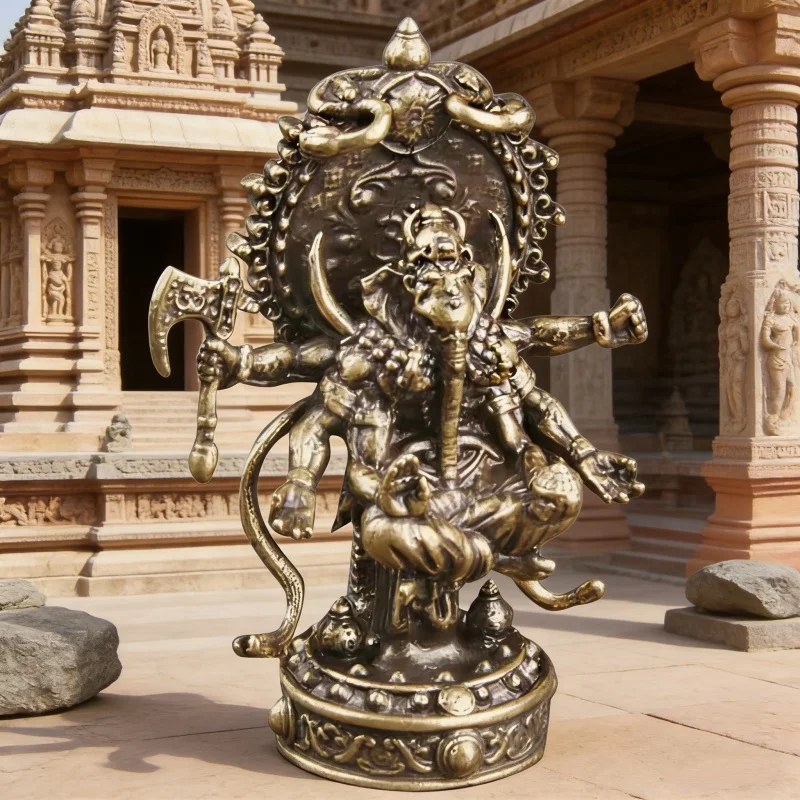 

Retro Brass Ganesha Statue, Nepal Elephant God Figurine, 2026 Wealth Guardian for Home Office Temple Decor