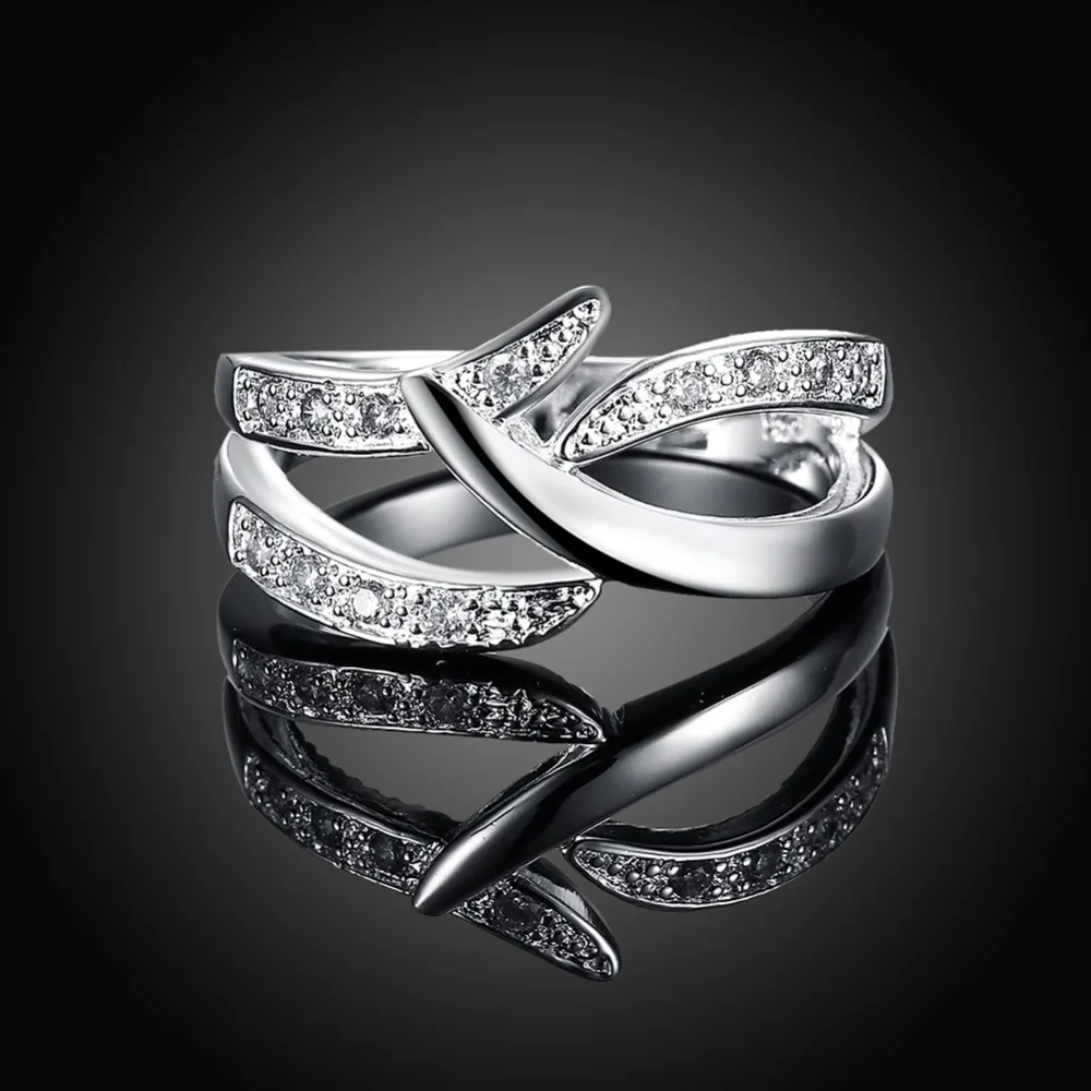 925 Sterling Silver Ring Princess Style Cubic Zirconia  Women lady Jewelry Engagement Wedding Party Austrian Crystal cute