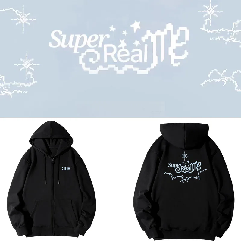 

Super Spring Autumn Fce Lined Zipper Hooded Open Cardigan Sweatirt Concert Casual Loose Fit Breathable Long Sve