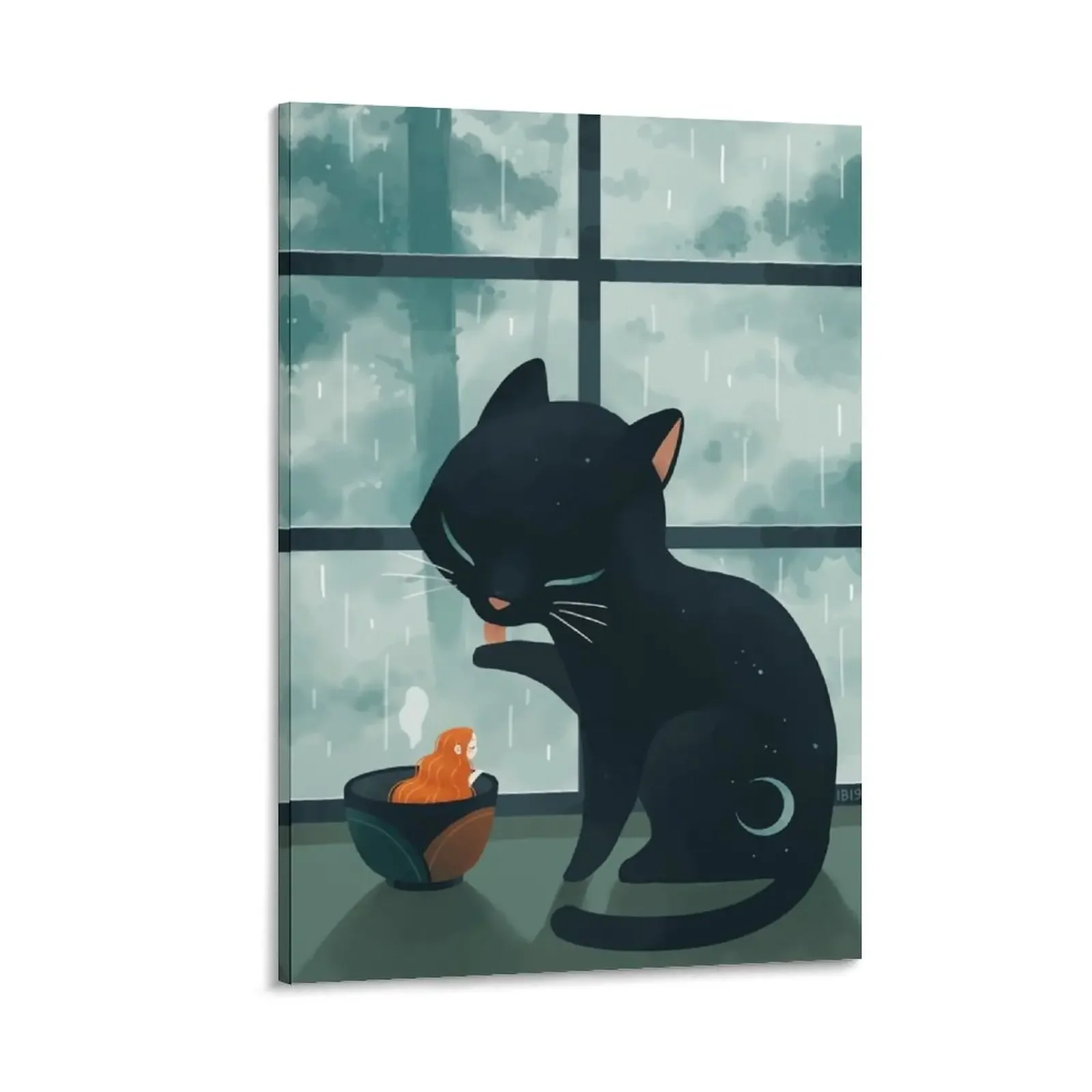 

Cat and the rain Canvas Painting home decor interior home decors accessories