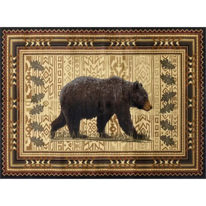 

Lodge Area Rug 7ft 10in x 10ft 3in Black Soft Design for Living Room or Bedroom