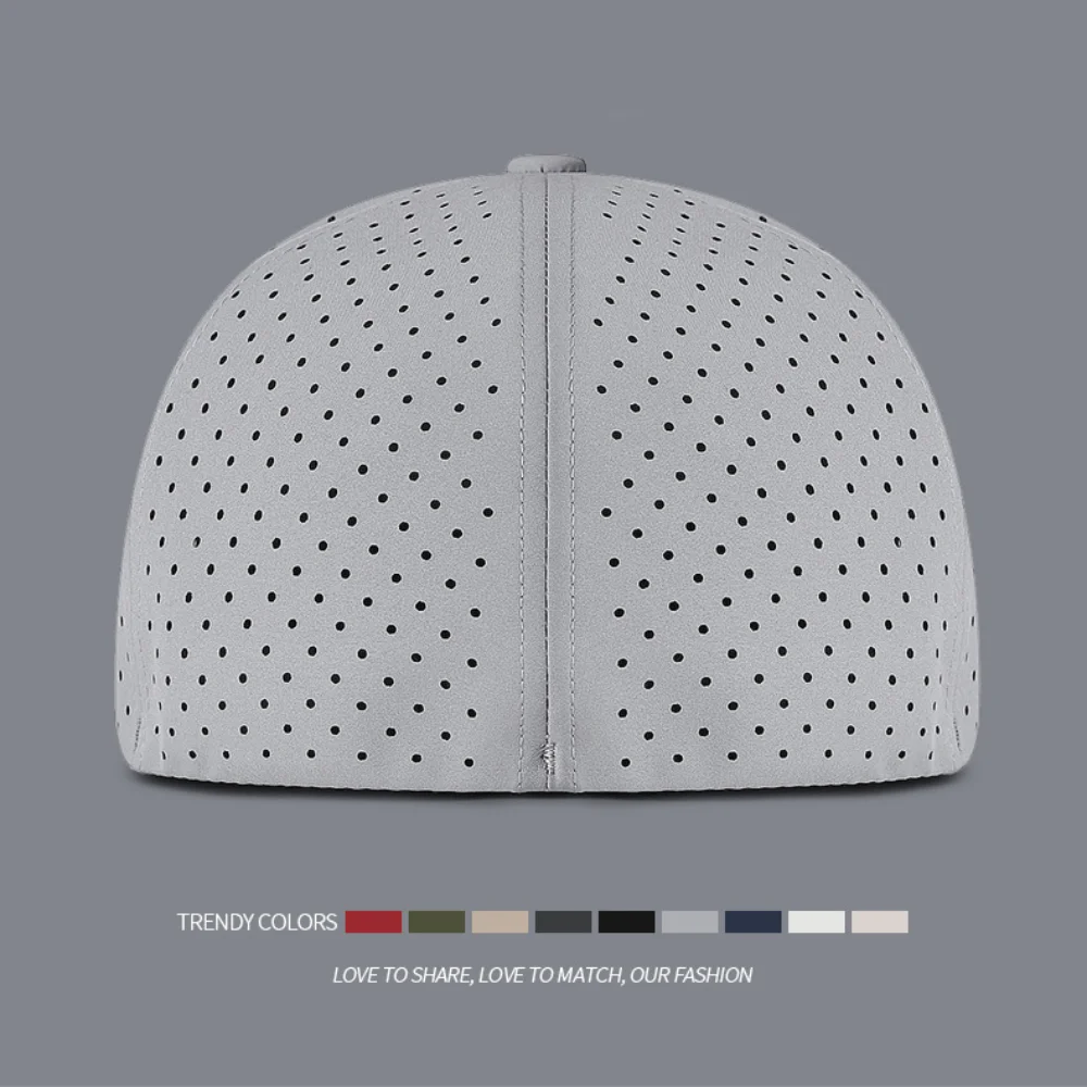 High Quality Full Closed Mens Baseball Cap 6 Panels Solid Trucker Hat Causal Breathable Flat Brim Stretchy Caps