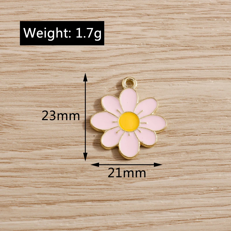 10pcs 21x23mm Fashion Enamel Sakura Flower Charms Pendants for Jewelry Making Earrings Necklaces Bracelets DIY Crafts Supplies