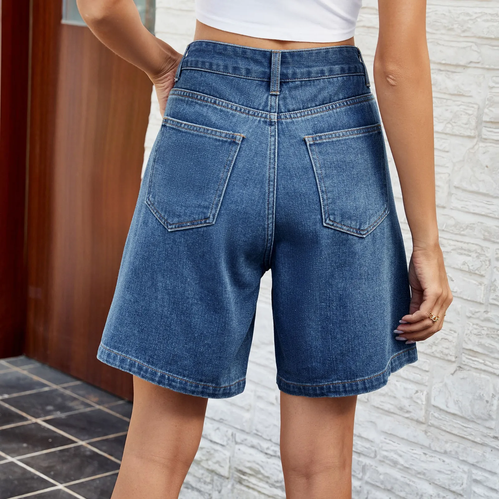 Short en jean boutonné pour femme, pantalon court en denim, mode baggy, streetwear vintage, droit, été, Y2k, 2024