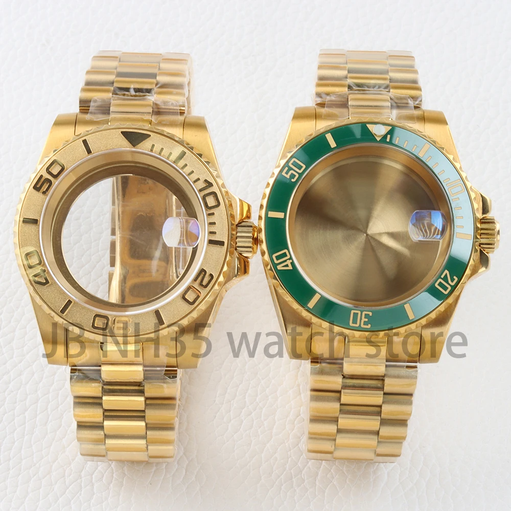 Gold Pvd NH35 Watch Case 40mm Stainless Steel for Yacht-Master/SUB/GMT NH34 NH35 NH36 NH38 Movement Presidential/Oyster Bracelet