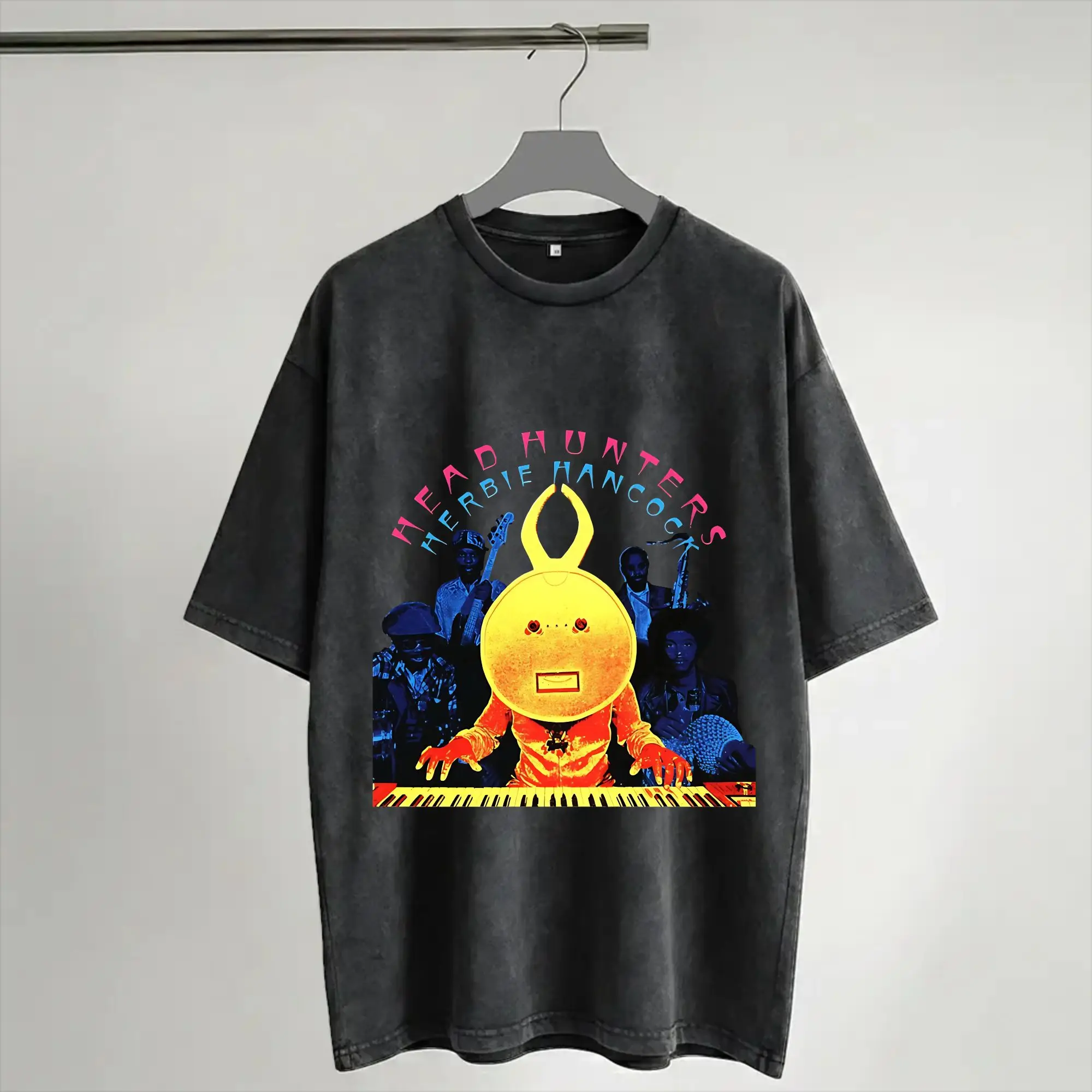 Herbie Hancock - Master of Funk and Jazz T Shirt Hip Hop Washed Short Sleeve Harajuku T-Shirt  Novelty Men Women Streetwear
