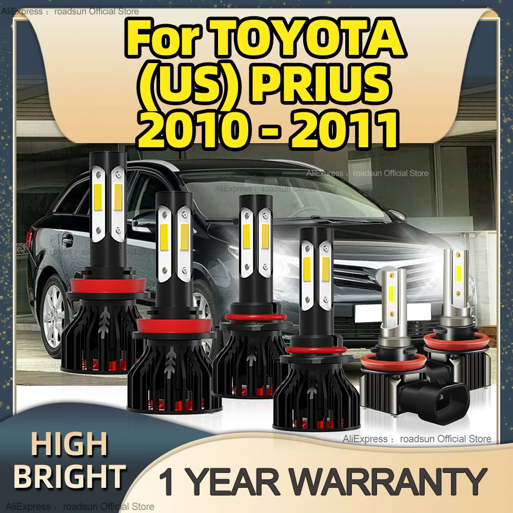 

2/6Pcs 25000LM Car Haedlight LED H11 HB3 4Side Chip Canbus Bulbs 6000K Auto Fog Light For TOYOTA (US) PRIUS 2010 2011