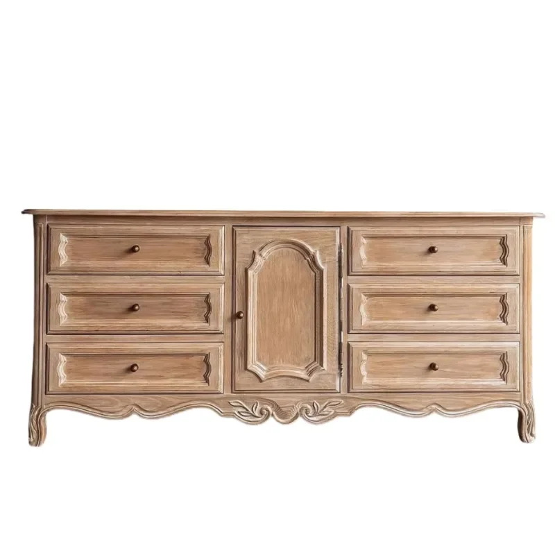 

American retro style dining side cabinet household storage cabinet French storage engraved decorative cabinet