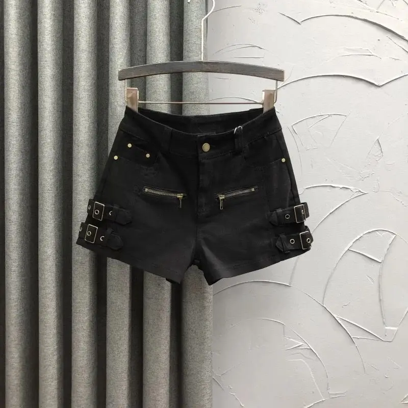 Hot Girl Jeans Shorts High Waist Buckle Zipper Design Super Shorts 2026 Autumn Ladies Vintage Streetwear Shorts Female