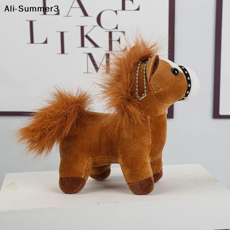 Portachiavi a forma di cavallo, ciondolo per borsa in peluche, simpatico pony marrone, regali Kawaii per Natale, Capodanno, accessori, ciondolo con animali di peluche
