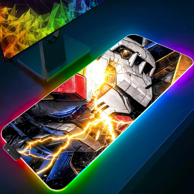 

Large Mouse Pad LED Mechanical Warrior Gundam Gamer Desk Mat RGB Modern Table Keyboard Laptop Carpet Backlight Gaming Mousepad
