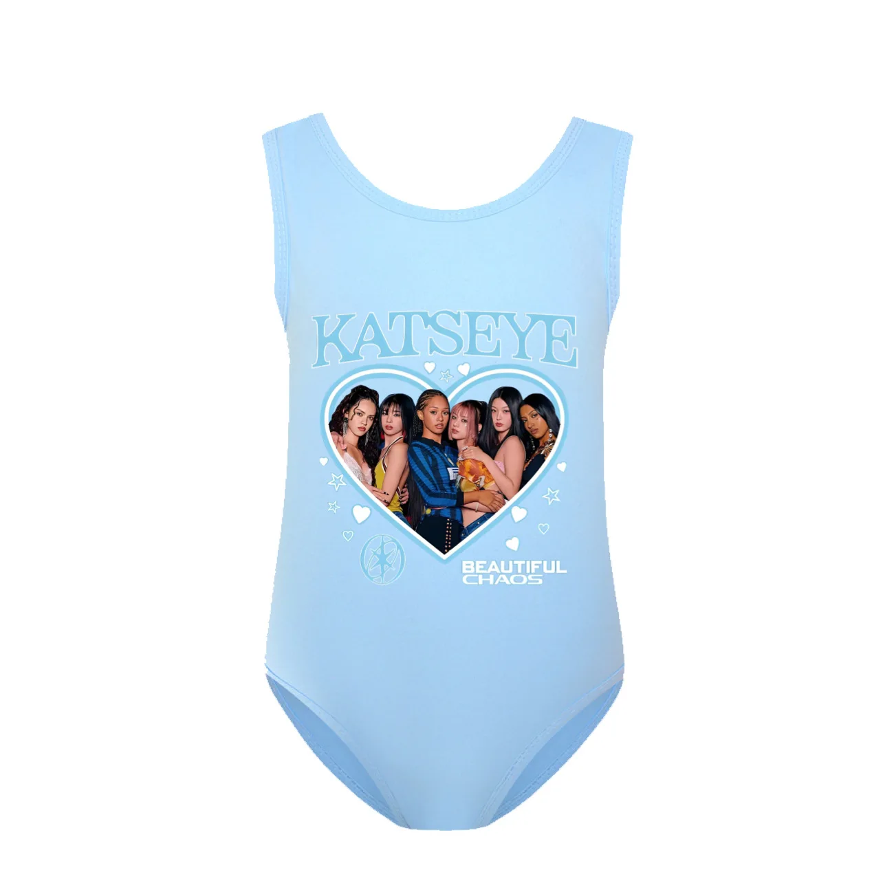 Hot Korean Style Katseye Graphic Clothes Kids Swimwear Girls Summer One-Piece Swimsuit Children Sleeveless Swiming Biniki Sets
