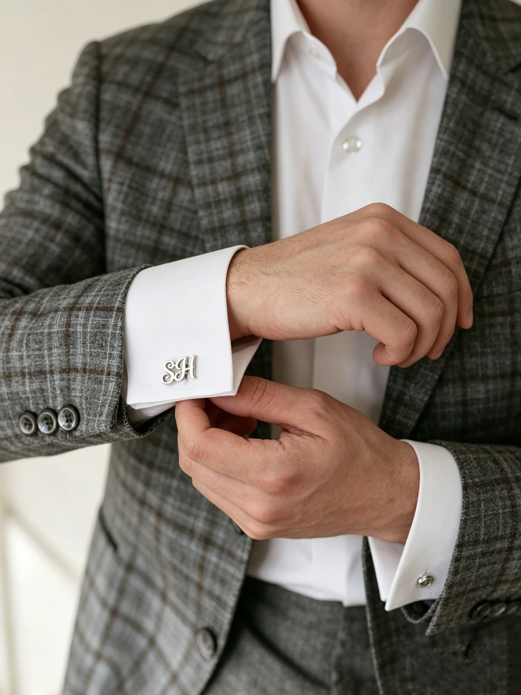 Custom Monogram Cufflinks Personalized Elegant Name Button Cufflinks Elegant Cufflinks For Men Fashion Stainless Steel Jewelry view 5