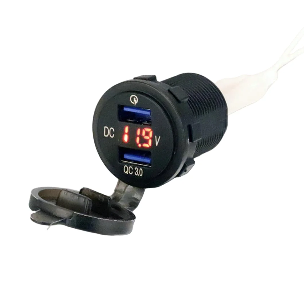 Car Charger USB Fast Charging  Dual Port USB QC3.0 Charger Socket With Digital Display For Phone Tablet GPS Digital Camera