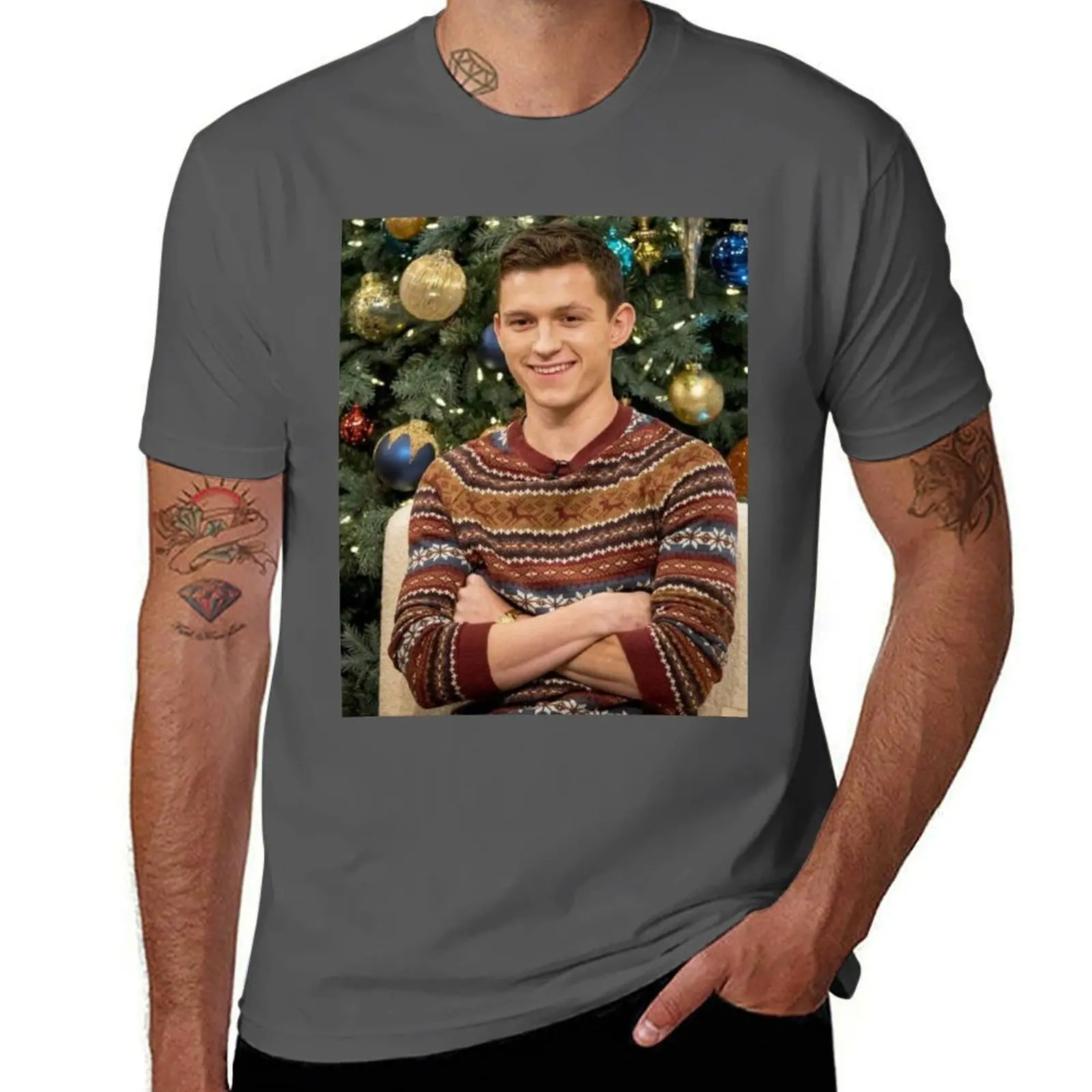 

Tom Holland Christmas T-Shirt anime shirt T-shirts man Anime t-shirt compression shirt men