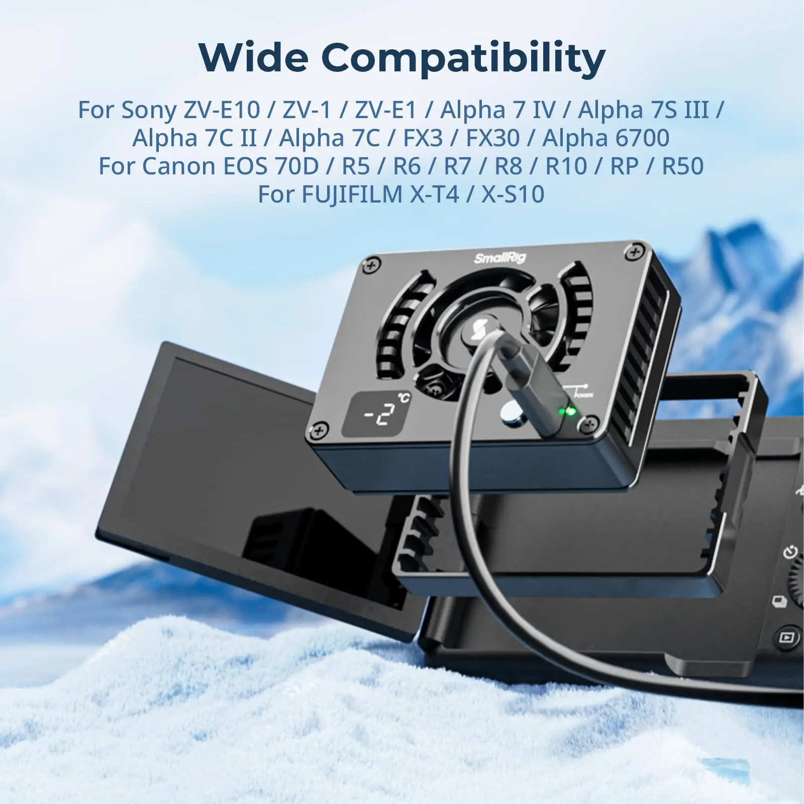 SmallRig Cooling System for Sony / Canon / FUJIFILM Cameras Can use with or without Cage, Lighter and Free,Suit V-Mount Battey