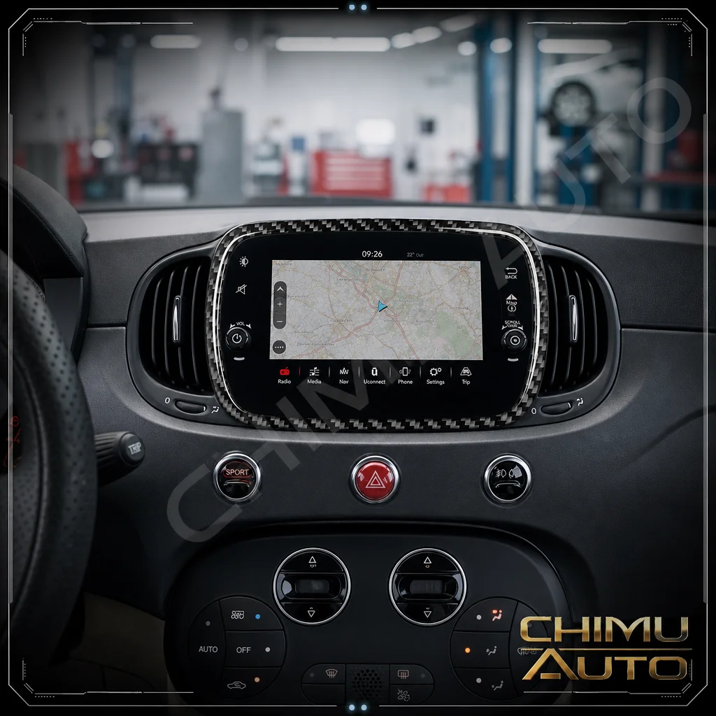【chimu-auto】garniture-de-panneau-de-navigation-en-fibre-de-carbone-pour-fiat-500-2010-2015-cadre-decoratif-interieur-de-console-centrale-5-pouces