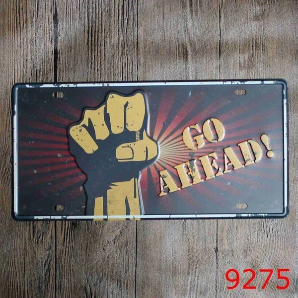 Go Ahead License Plate Tin Cover Frame Shield Tinted Bubbled Flat Car 15.5cm*30.5cm