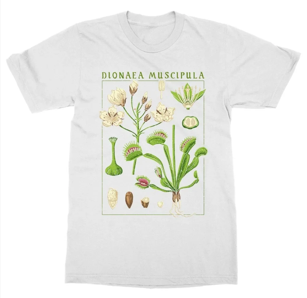 Venus Fly Trap T-Shirt Botanical Garden Plant Print Botany Bloom Fruit Flower  New T-Shirts Men Clothing High Quality Shirts