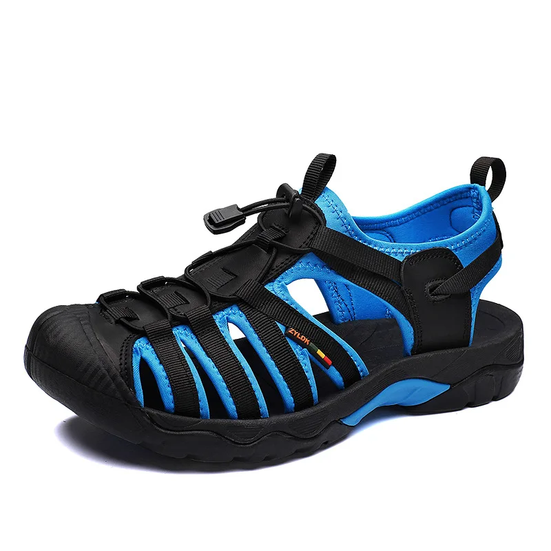 Summer Genuine Leather Men Sandals Fashion Design Breathable Casual Shoes Men Soft Bottom Outdoor Beach Sandals Big Size 48