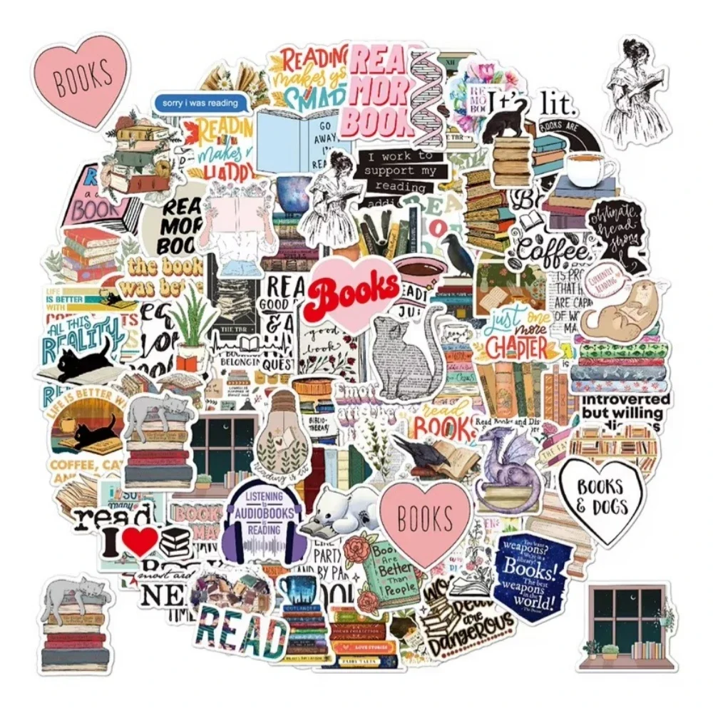 

50/100 Pcs Reading Book Stickers Decals Bookish Book Stickers for MacBook Computers Library Stickers for Reading Lovers Teens