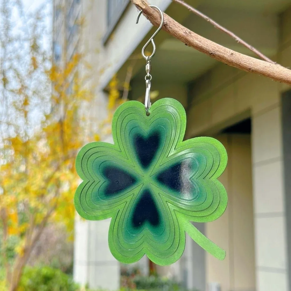 Creative 3D Mandala Wind Chime Flower Four-leaf Clover Rotating Pendant Stainless Steel Butterfly Wind Spinner Balcony Ornament