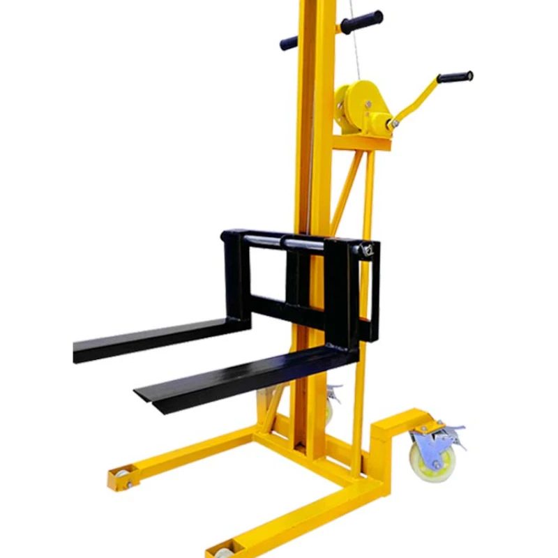 Portable hand-cranked lift forklift, small stacker, multi-functional loading and unloading truck