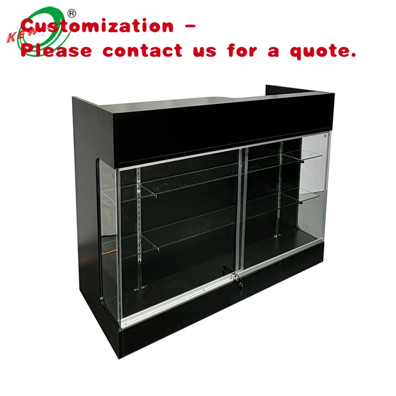 custom.Factory Direct Store 6 Foot Wooden Ledge Top Cash Register Counter with Glass Display Front