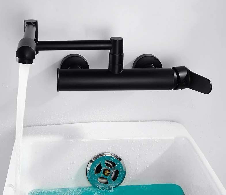 The faucet is lengthened, cold and hot, stretchable, foldable and telescopic, and rotates the kitchen sink faucet.